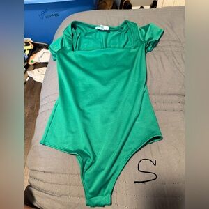 Green Scoop Neck Bodysuit
